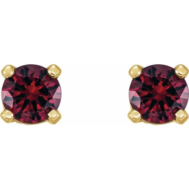 14K Yellow Gold Natural Mozambique Garnet Earrings