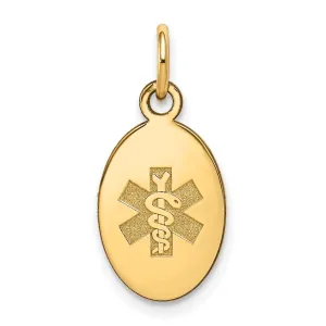 14k Yellow Gold Non-enameled Medical Jewelry Pendant