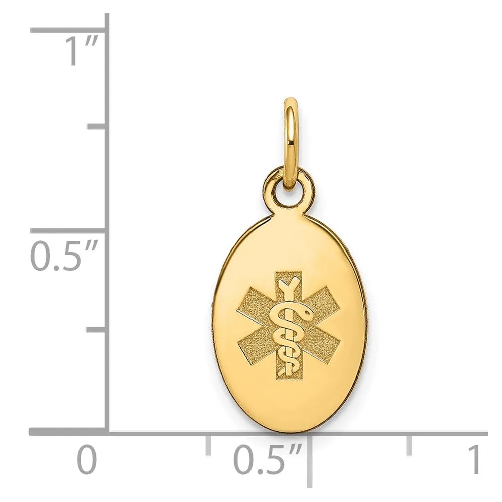 14k Yellow Gold Non-enameled Medical Jewelry Pendant