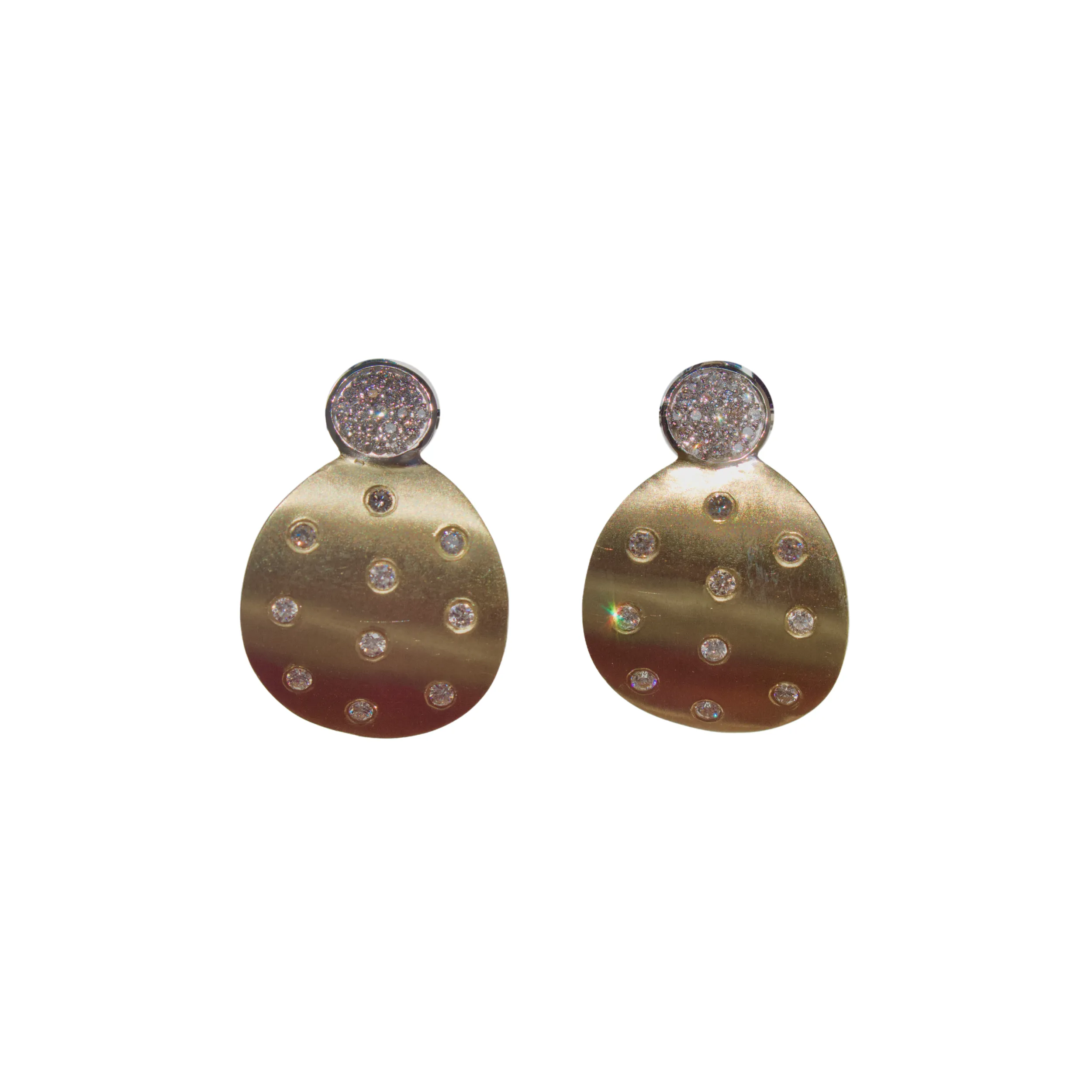 14k Yellow Gold Petal Earrings with Diamonds