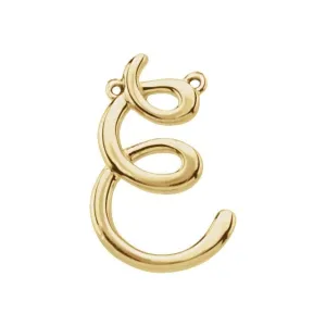 14K Yellow Gold Script Initial E Necklace Center