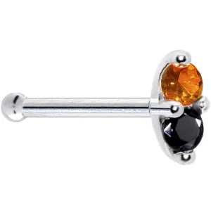 14kt White Gold Black Orange 1.5mm CZ Marquise Nose Ring