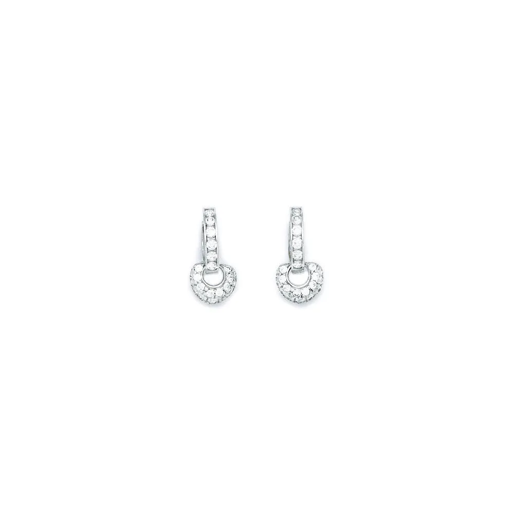 14kt White Gold Cubic Zirconia Dangle Huggy Earrings