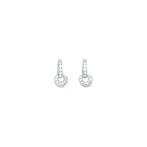 14kt White Gold Cubic Zirconia Dangle Huggy Earrings