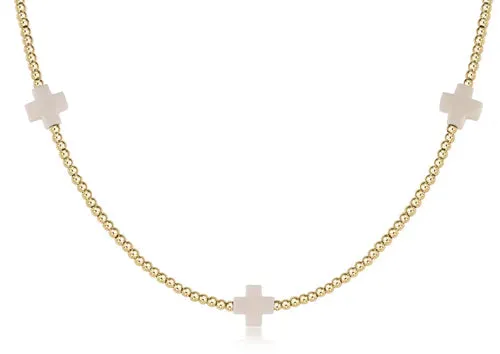 15" Choker Signature Cross Gold Pattern 2mm Bead - Signature Cross Gold
