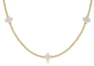15" Choker Signature Cross Gold Pattern 2mm Bead - Signature Cross Gold