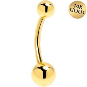 16 Gauge Solid 14kt Yellow GOLD BALL Belly Ring 3/8 6mm/4mm
