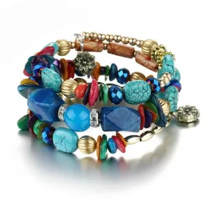 17KM Brand Woman Boho Multilayer Beads Charm Bracelets for Women Vintage Resin Stone Bracelets & Bangles Pulseras Ethnic Jewelry