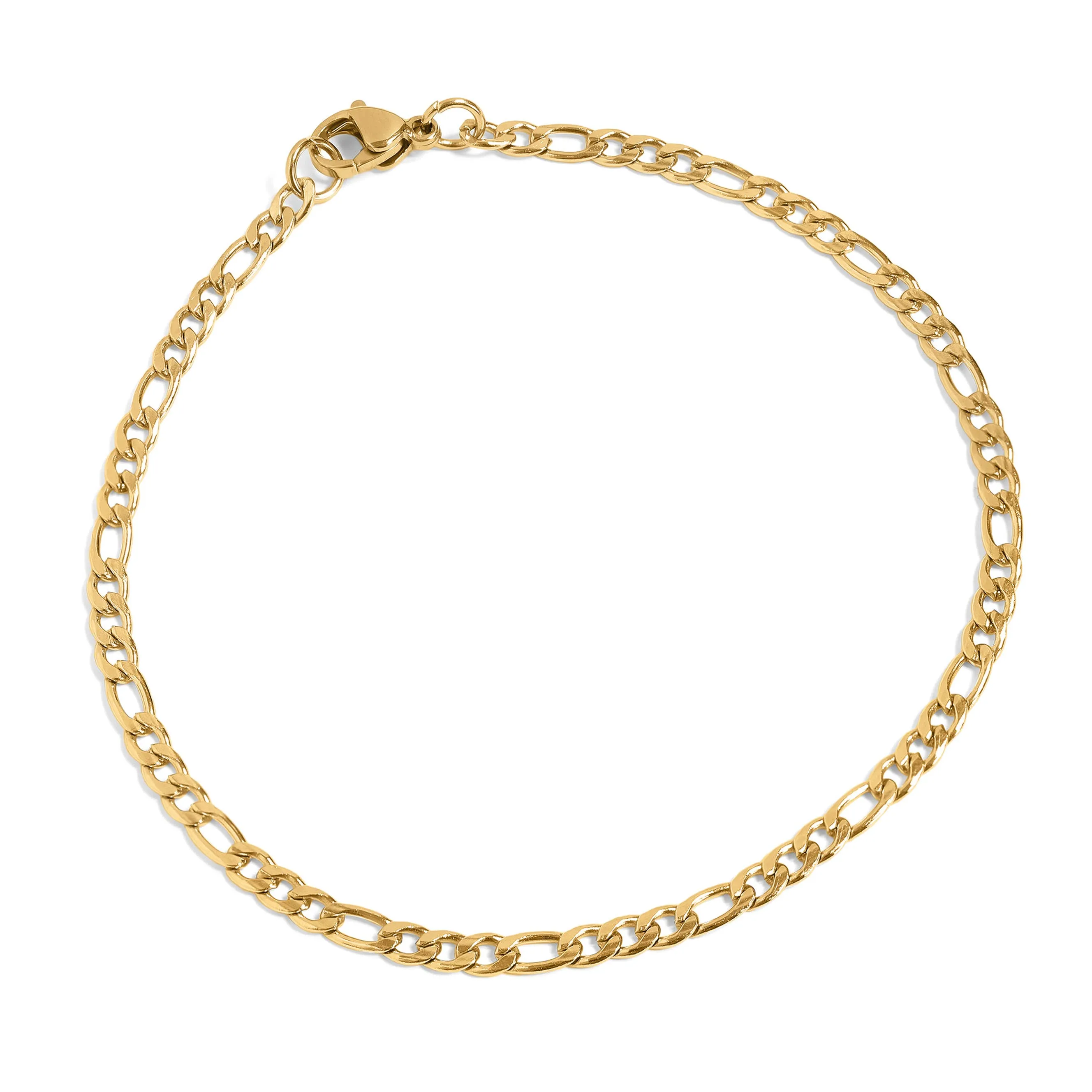 18K Gold Figaro Chain Bracelet / Anklet: 8" / 6mm