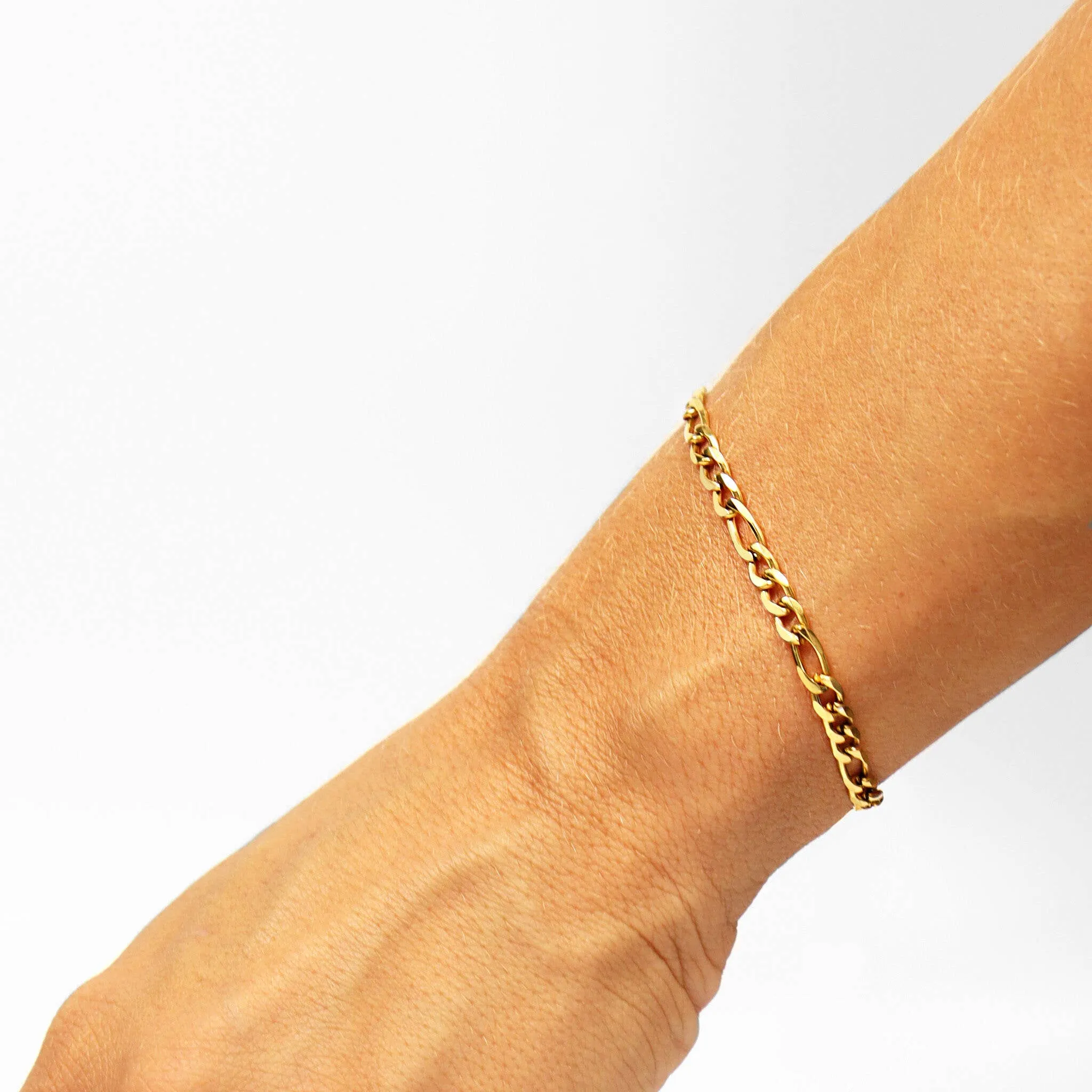 18K Gold Figaro Chain Bracelet / Anklet: 8" / 6mm