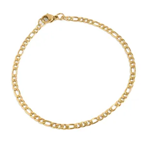 18K Gold Figaro Chain Bracelet / Anklet: 8" / 6mm