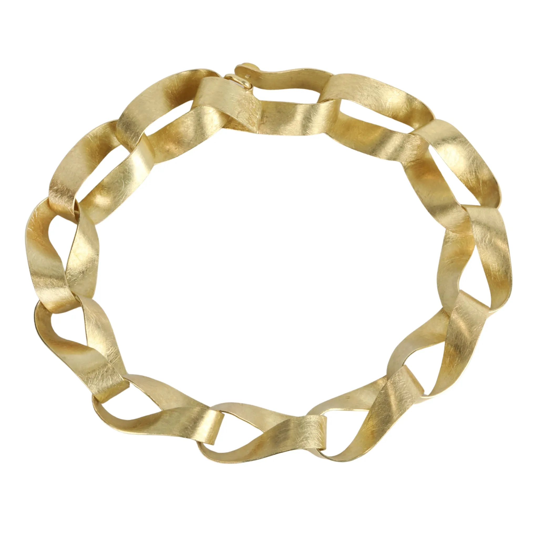 18K Gold Handmade Wide "Mobius" Link Bracelet