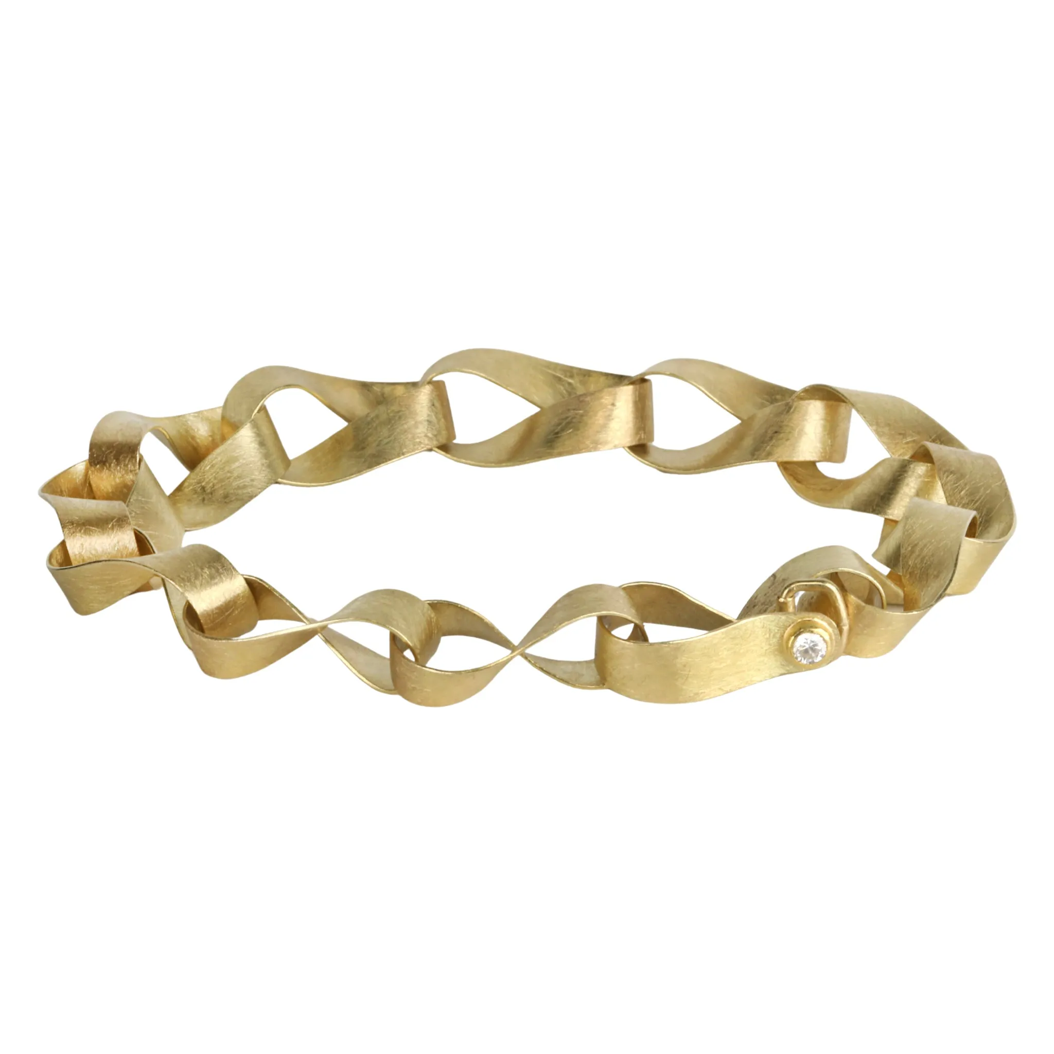 18K Gold Handmade Wide "Mobius" Link Bracelet