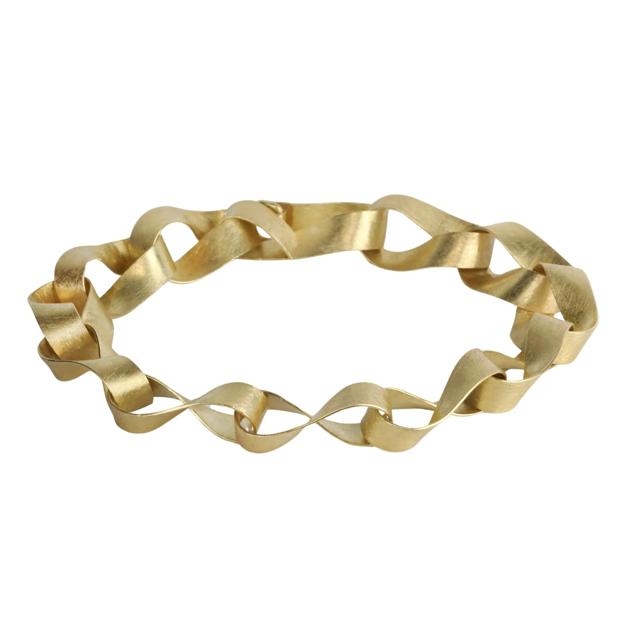 18K Gold Handmade Wide "Mobius" Link Bracelet