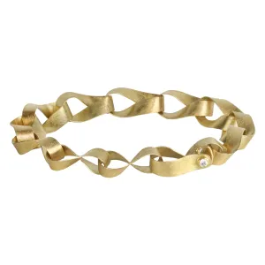 18K Gold Handmade Wide "Mobius" Link Bracelet