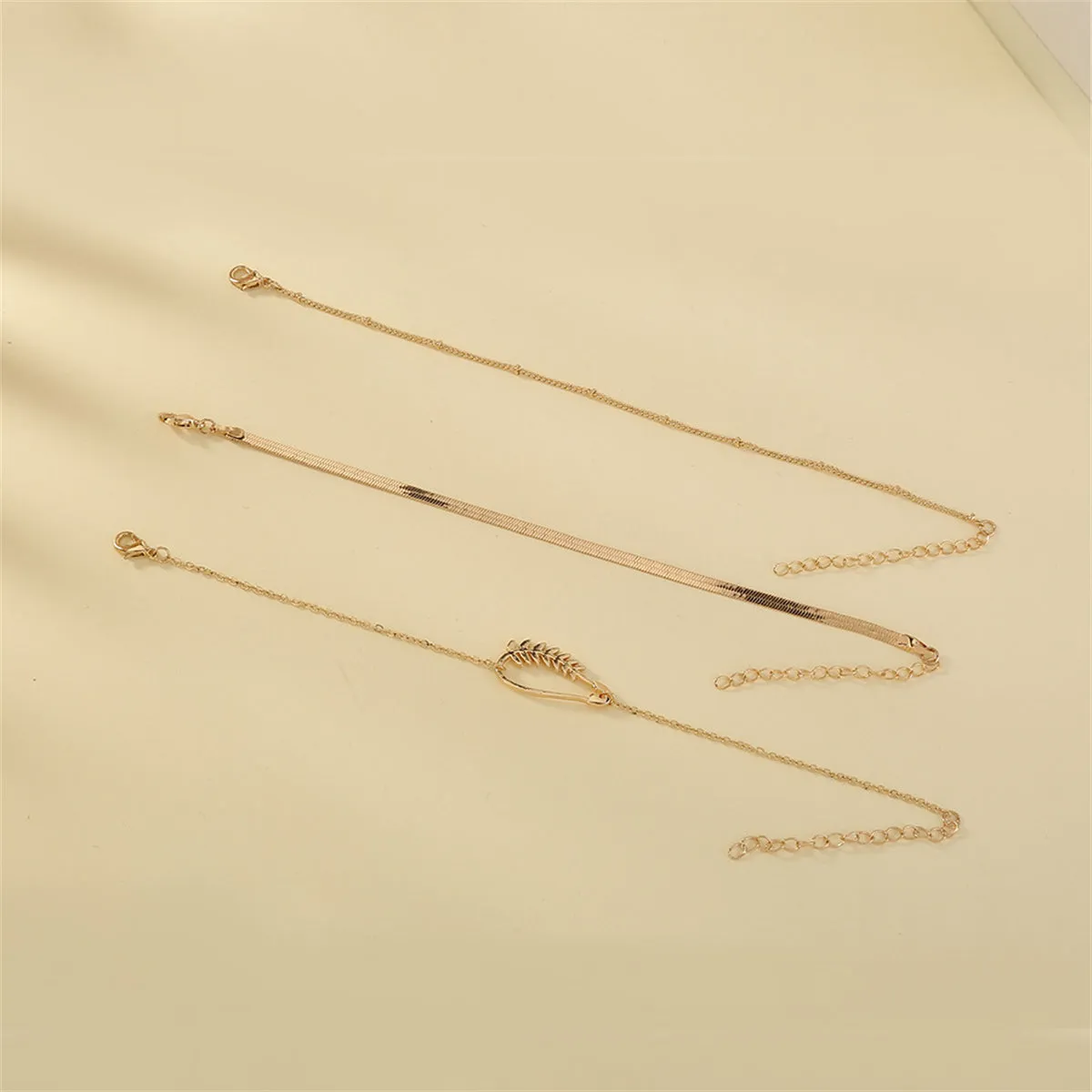 18K Gold-Plated Botany Charm Cable Chain Bracelet Set