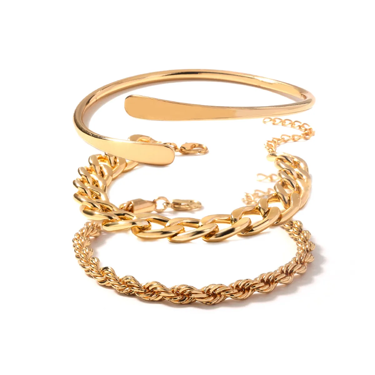 18K Gold-Plated Chain & Bypass Bracelet Set