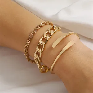 18K Gold-Plated Chain & Bypass Bracelet Set