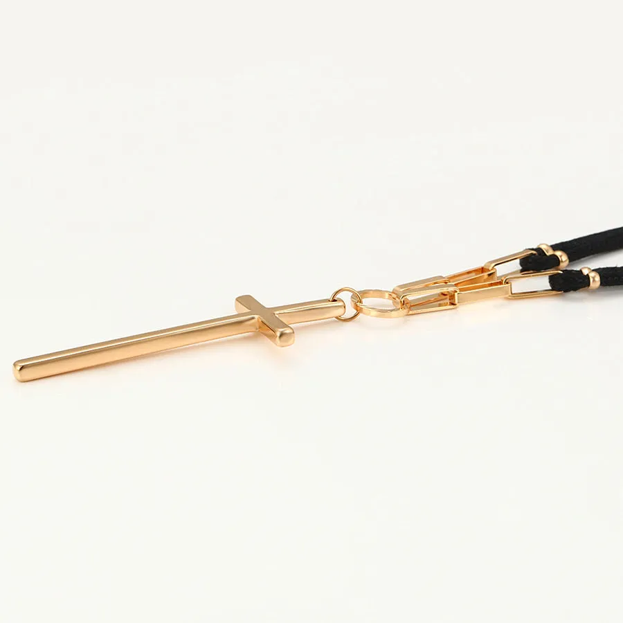 18K Gold Plated Cross Choker Necklace