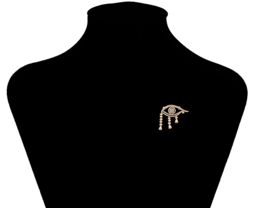 18K Gold Plated Diamond  Eye Brooch