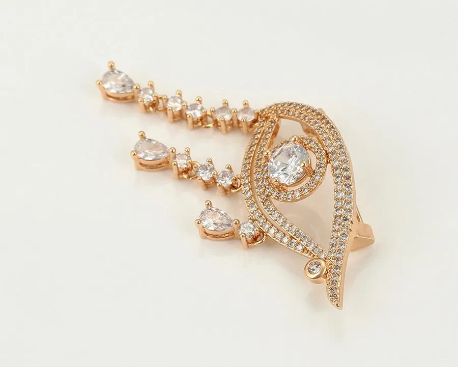 18K Gold Plated Diamond  Eye Brooch