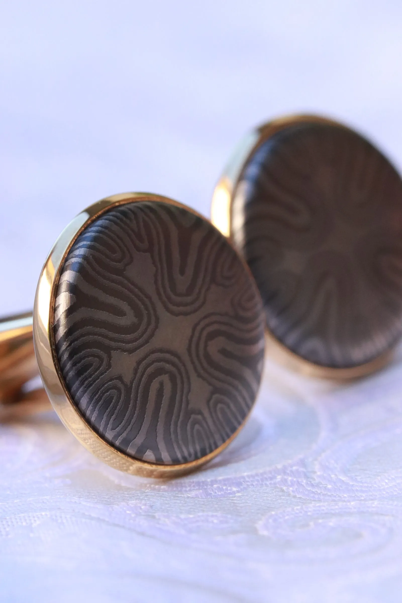 18k gold Timascus cufflinks Niobium / Zirconium cufflinks