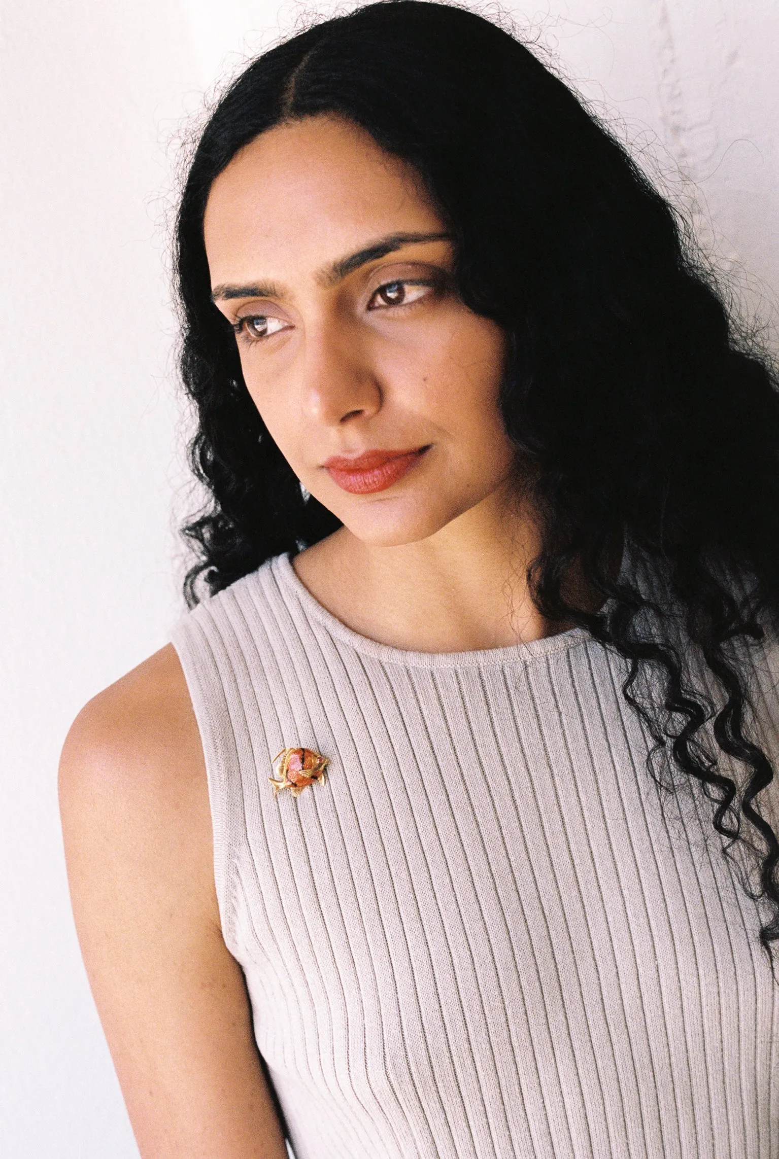 18k Gold Tropical Fish Brooch with Enamel Detail and Ruby Eye