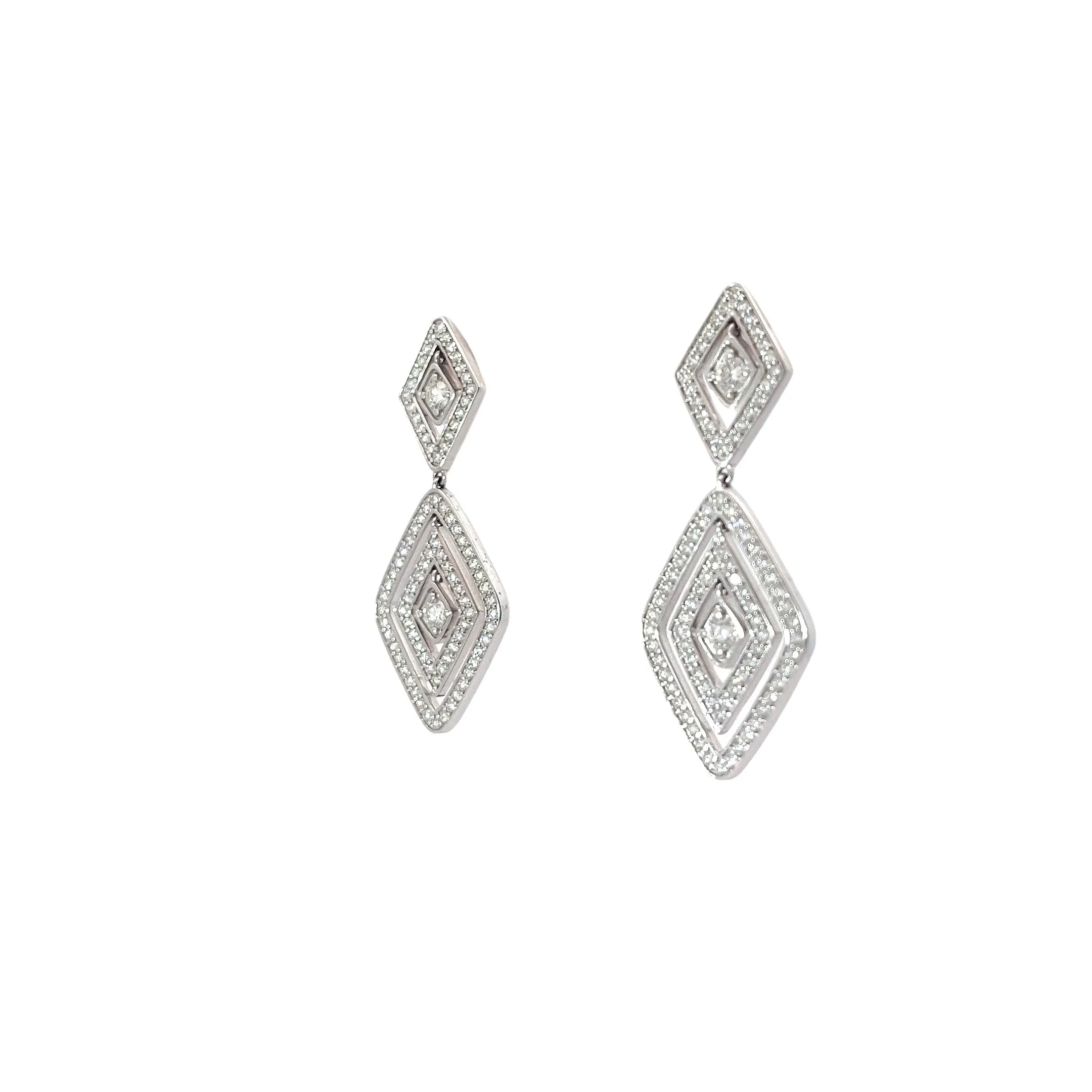 18k White Gold 1.95ct E VVS2 Round Diamond Dangle Earrings Roberto Coin Collection /Diamante Collection