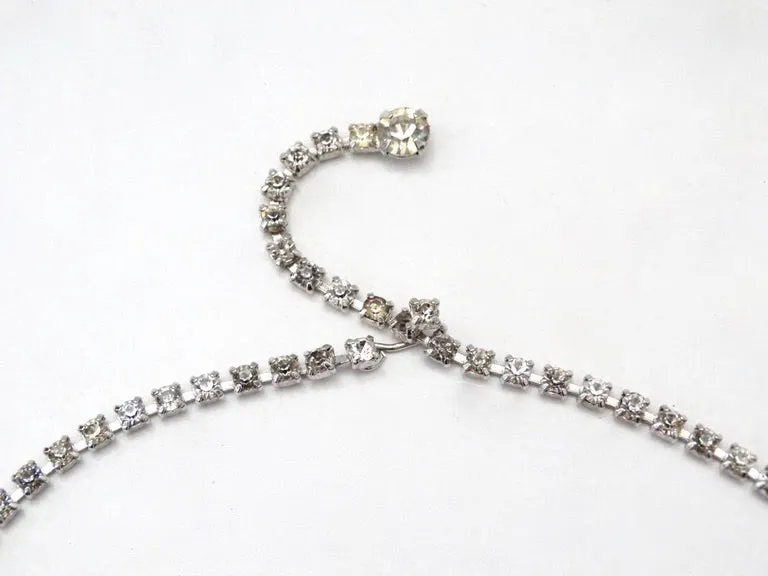 1960s Rhinestone Abstract Pendant Necklace