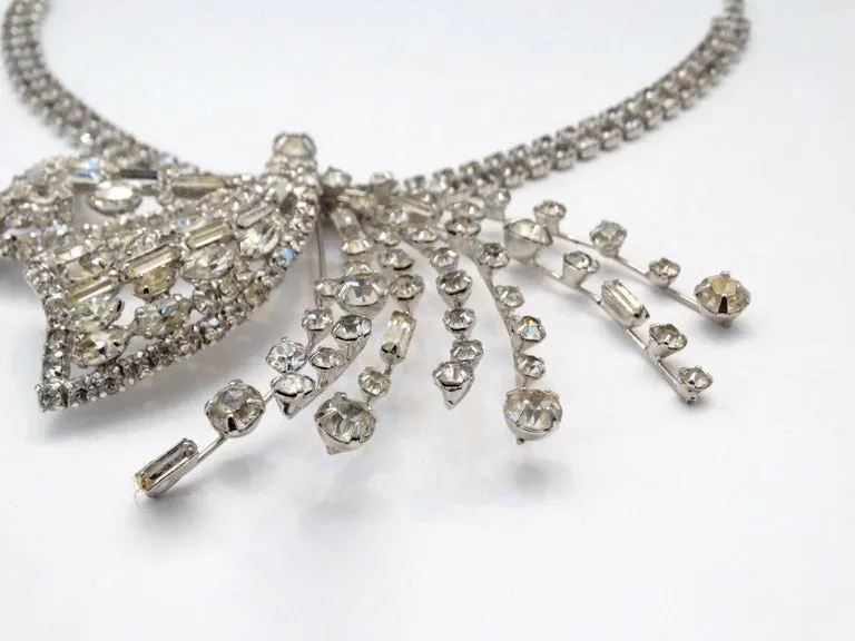 1960s Rhinestone Abstract Pendant Necklace