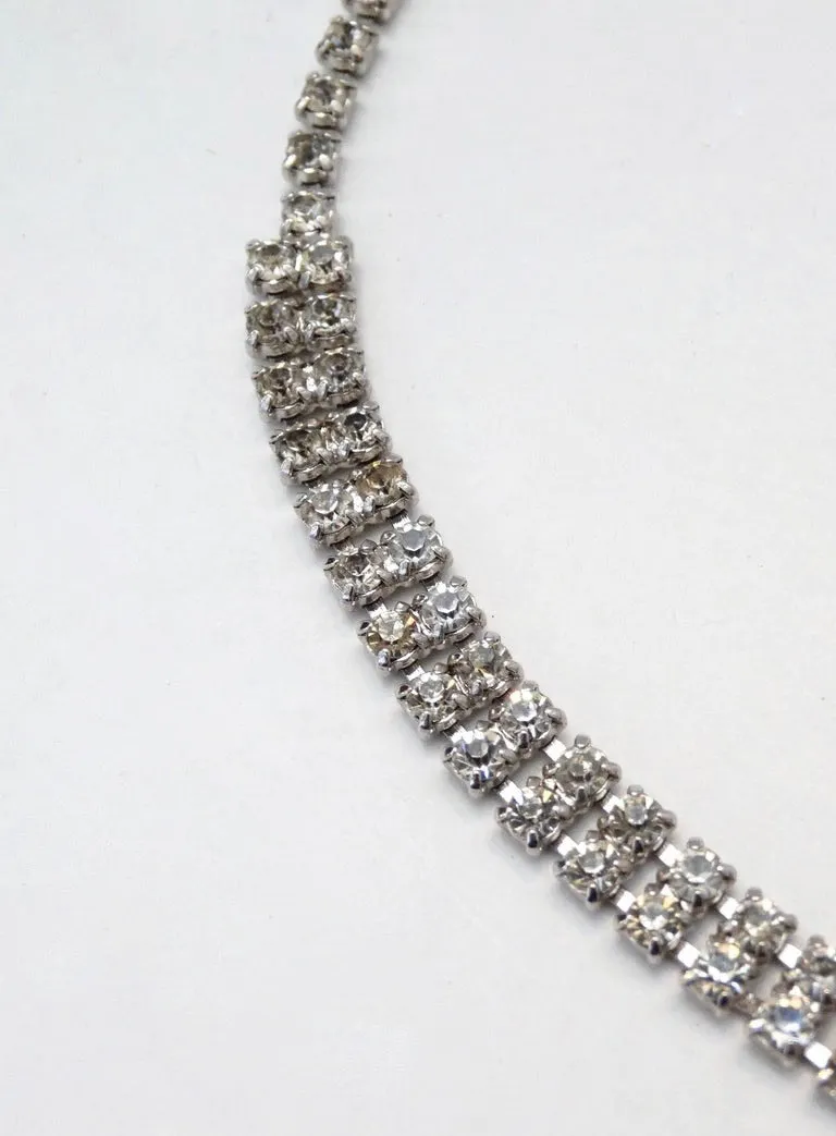 1960s Rhinestone Abstract Pendant Necklace