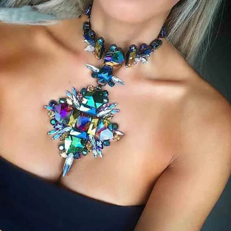 2020 Geometric Chrystal Choker Necklace