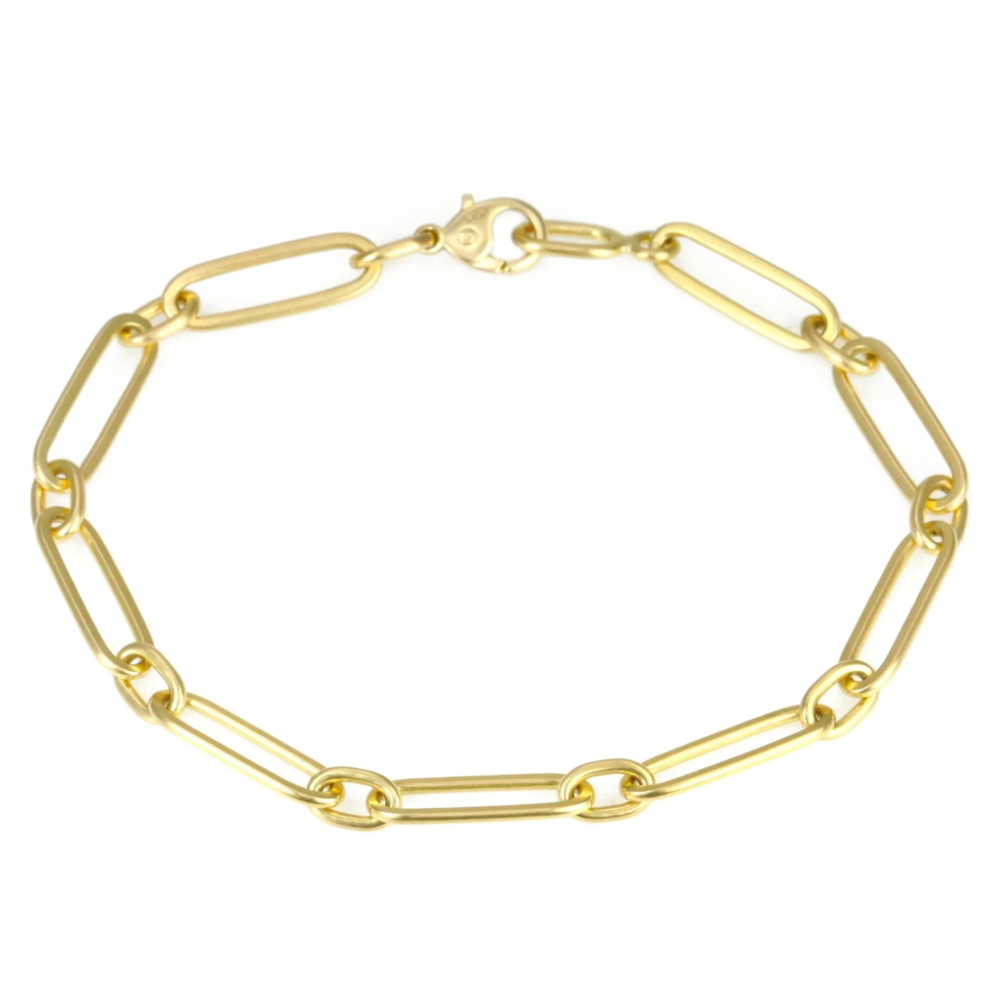 20K Gold Handmade "Flattened Paperclip" Chain Bracelet