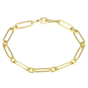 20K Gold Handmade "Flattened Paperclip" Chain Bracelet