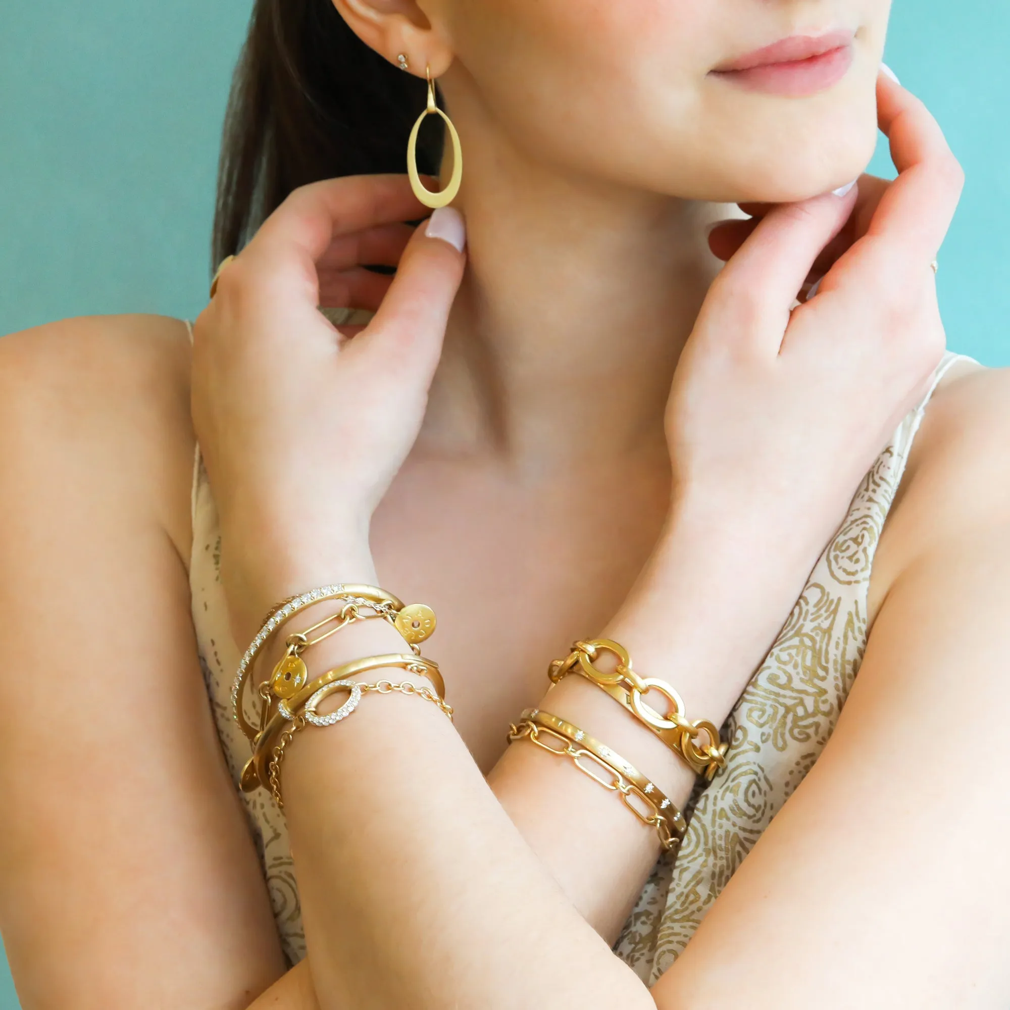 20K Gold Handmade "Flattened Paperclip" Chain Bracelet