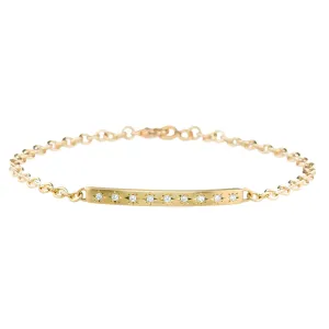 20K Gold Star-Set Diamond Bar Bracelet