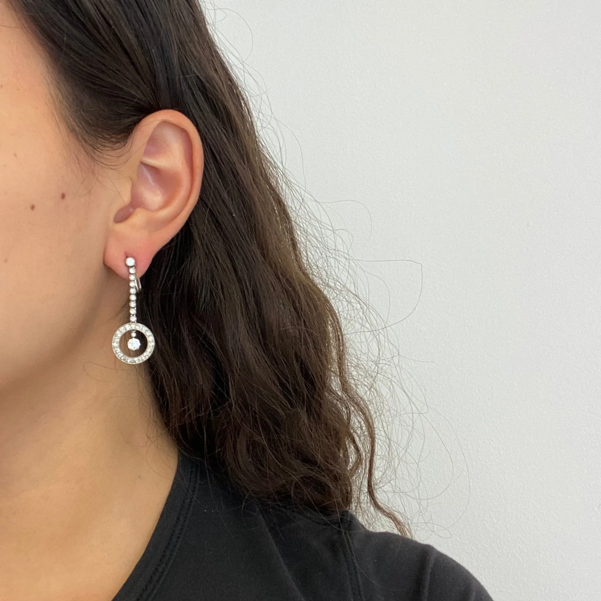 2.18ctw Diamond Drop Dangle Earrings, French