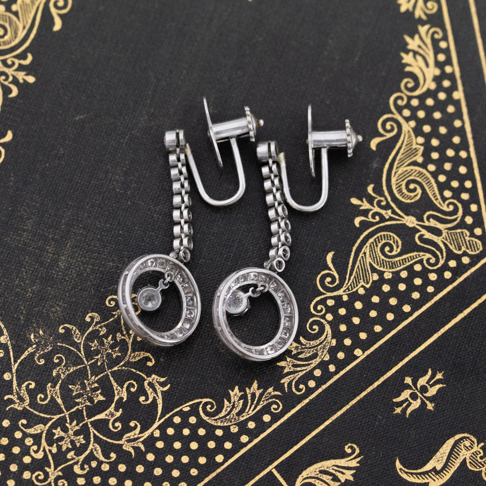 2.18ctw Diamond Drop Dangle Earrings, French