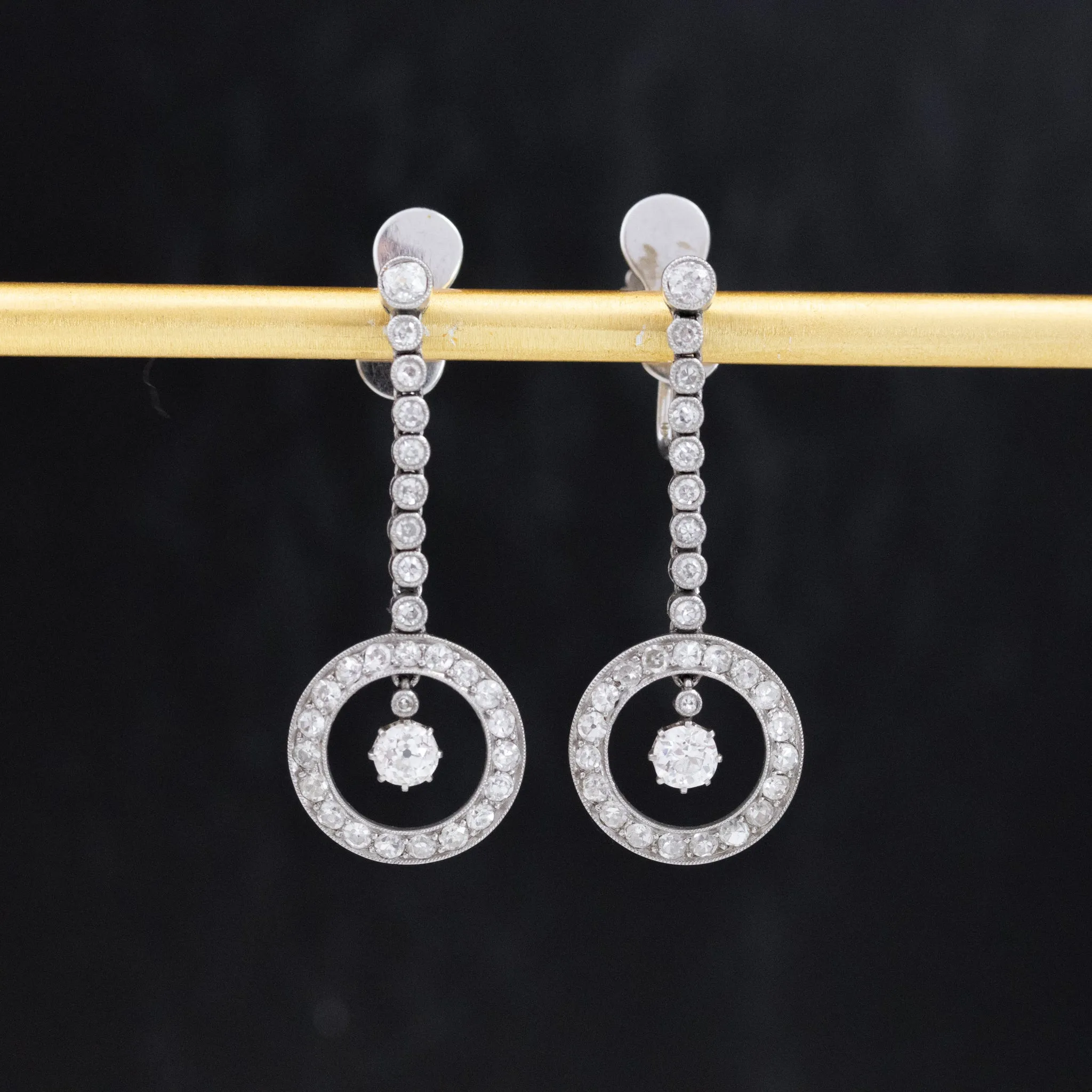 2.18ctw Diamond Drop Dangle Earrings, French