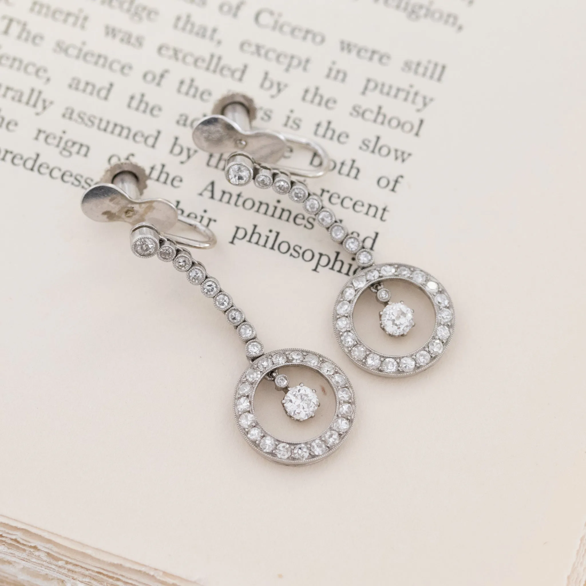 2.18ctw Diamond Drop Dangle Earrings, French