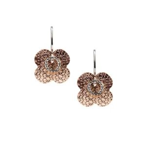 22k Rose Gold Plated Sterling Silver Clover Single Drop Earrings