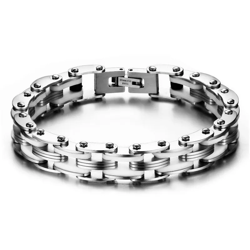 3 Colors Personality Biker Chain Bracelets Stainless Steel Mix Color Combination