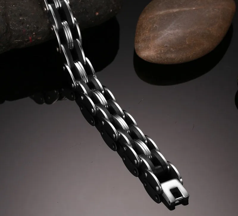 3 Colors Personality Biker Chain Bracelets Stainless Steel Mix Color Combination