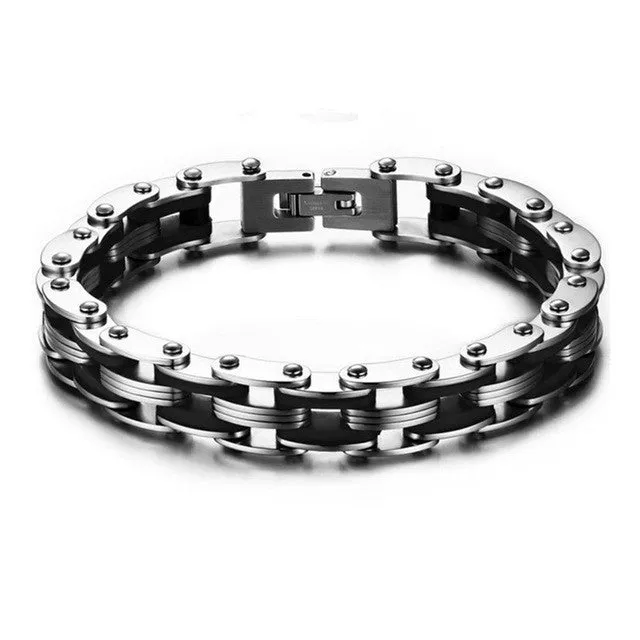 3 Colors Personality Biker Chain Bracelets Stainless Steel Mix Color Combination