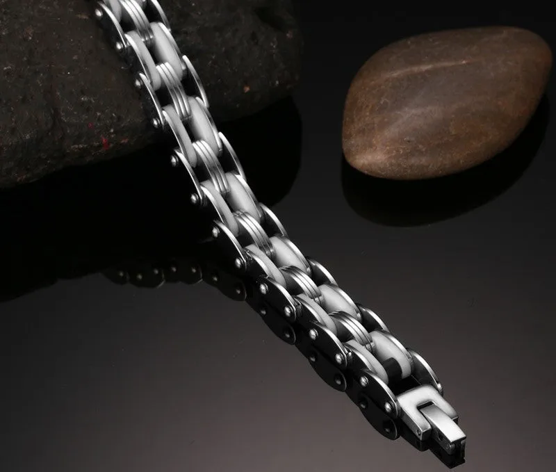 3 Colors Personality Biker Chain Bracelets Stainless Steel Mix Color Combination