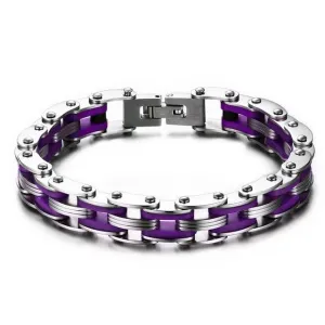 3 Colors Personality Biker Chain Bracelets Stainless Steel Mix Color Combination