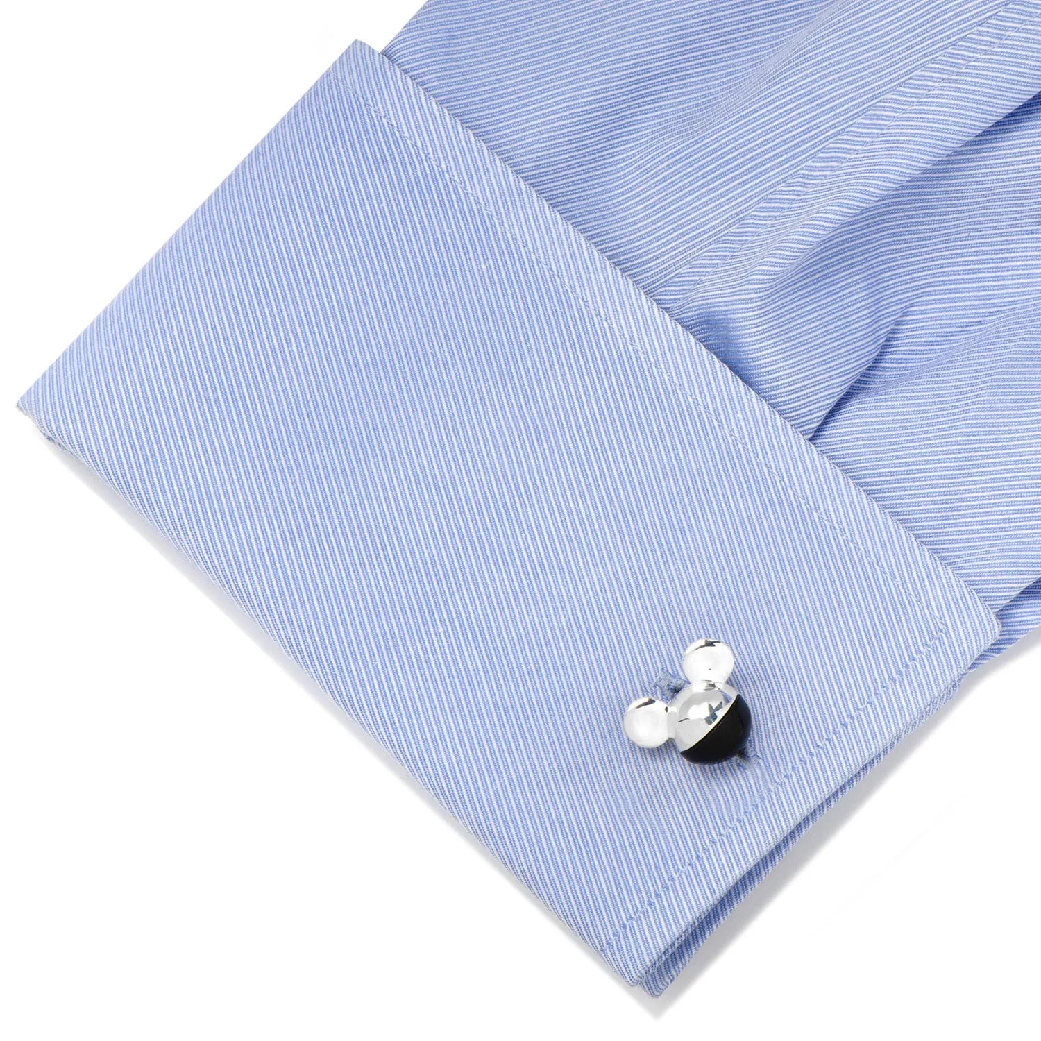 3D Silver and Onyx Mickey Mouse Cufflinks