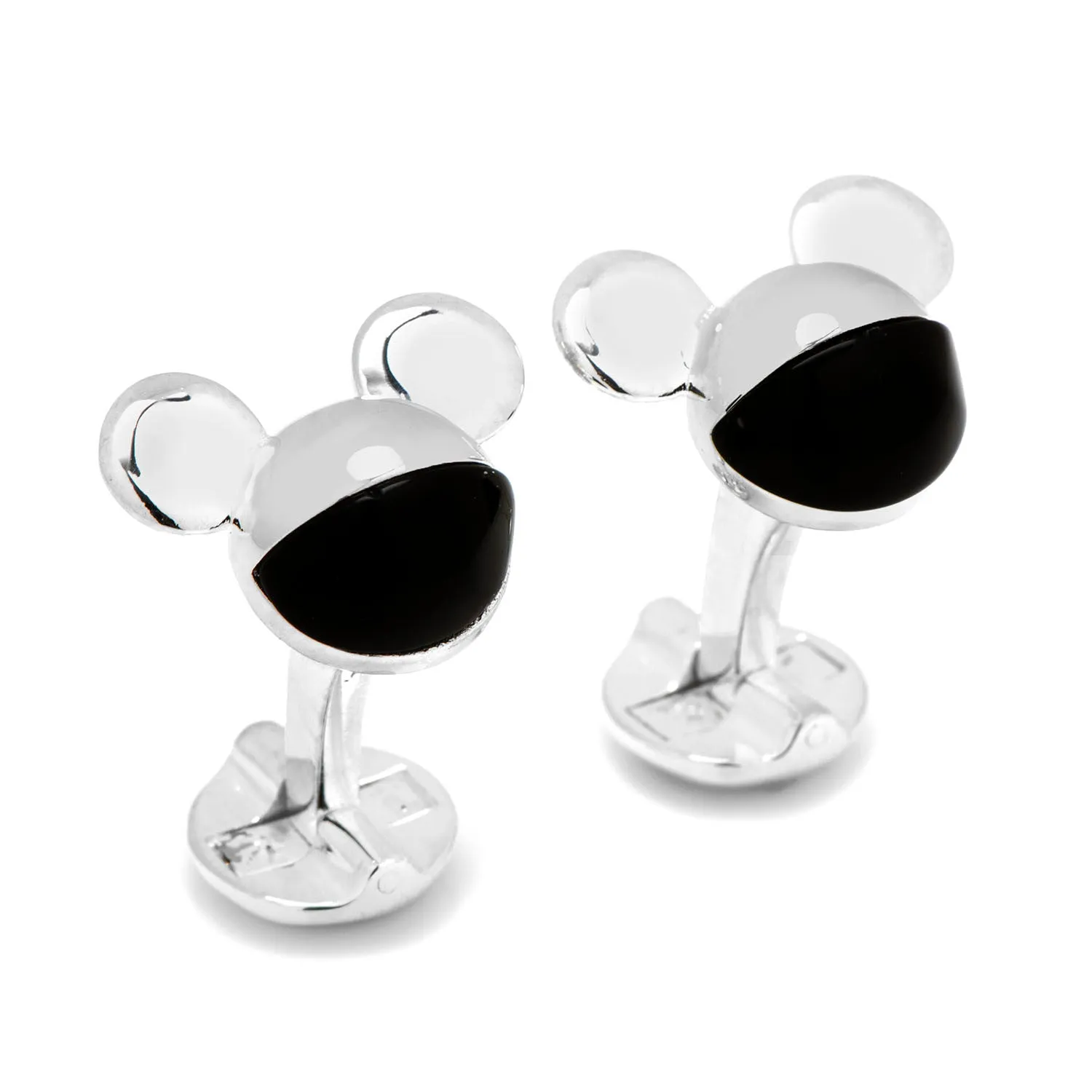 3D Silver and Onyx Mickey Mouse Cufflinks