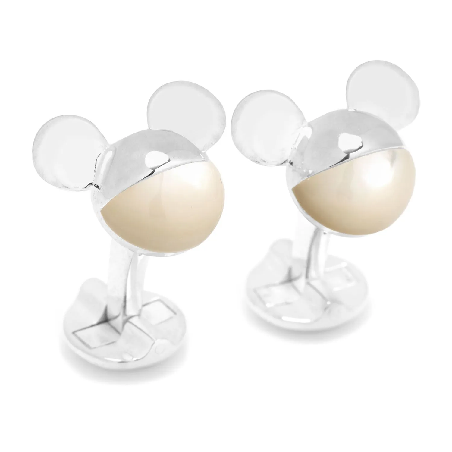 3D Silver Mother of Pearl Mickey Mouse Cufflinks