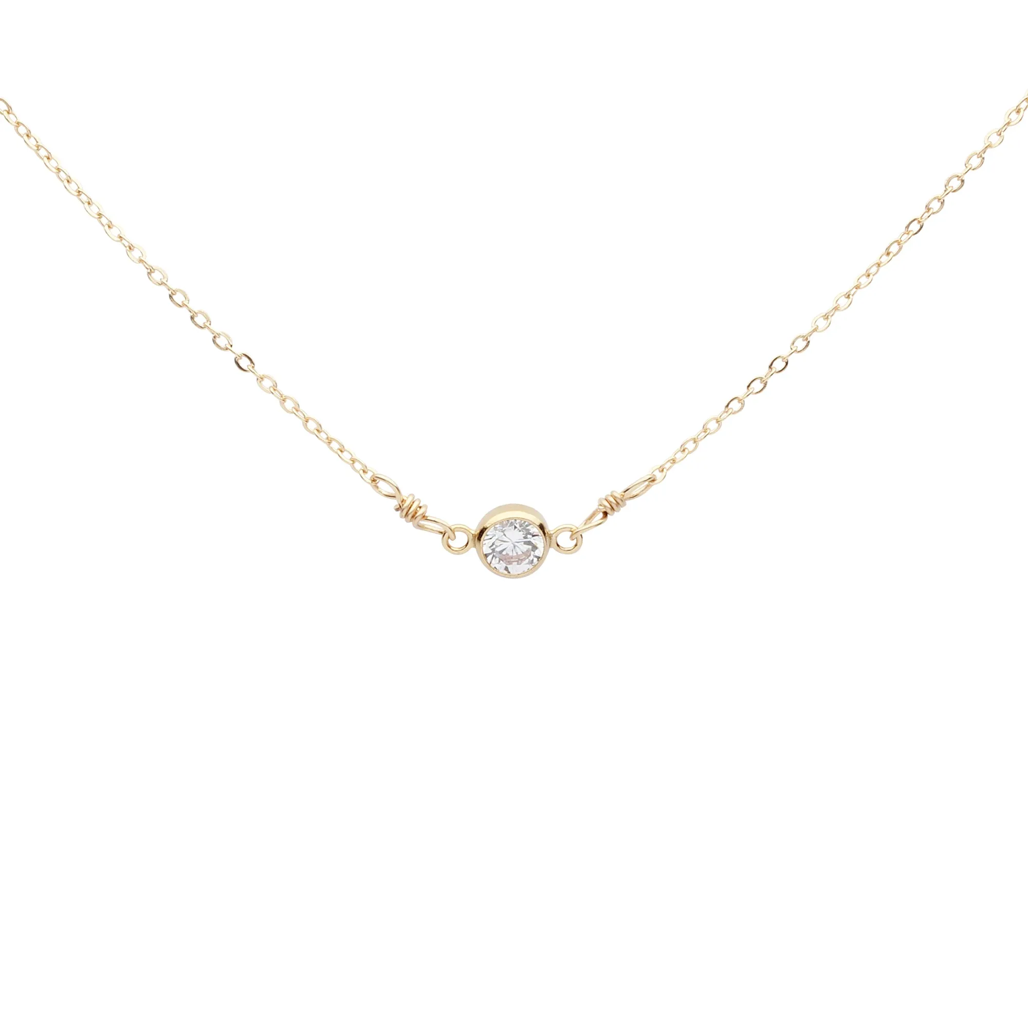 4mm Round CZ Bezel Link Necklace